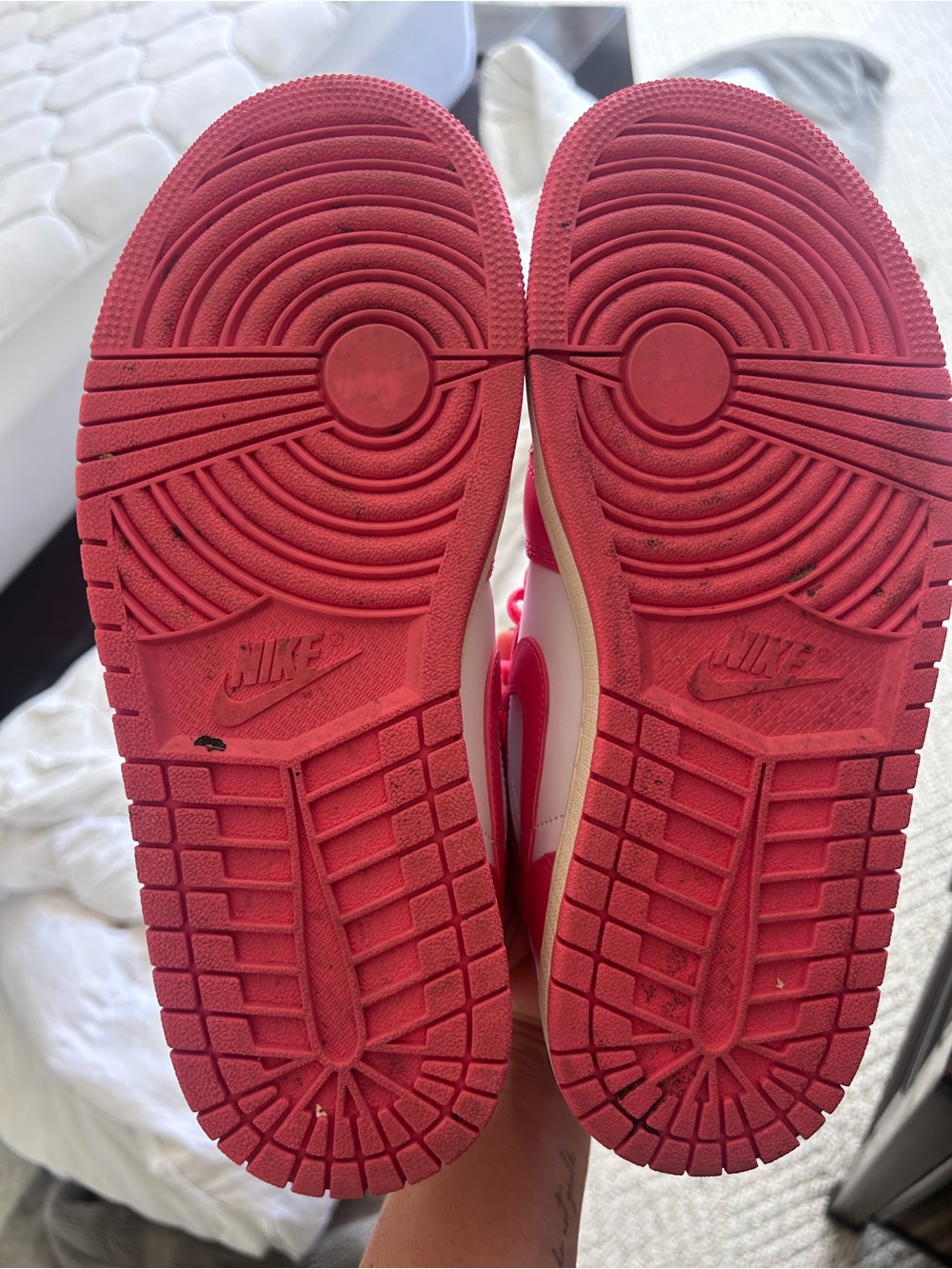 Jordan Women’s Pink and White Mid-Top Sneakers - Picture 4 of 5